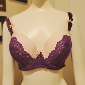 Victoria's Secret Purple and Cream Lace Bra